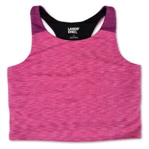 Lands End Active Tank Top Girls Large Racerback Pink Colorblock Gym Athleticwear
